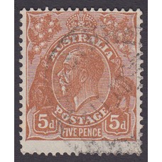 Australian  King George V  5d Brown   Wmk  C of A  Plate Variety 3R17